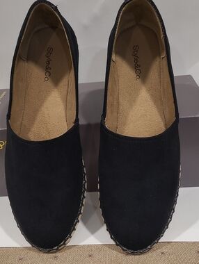 Style & Co. Black Suede-Look Espadrille Slip-Ons